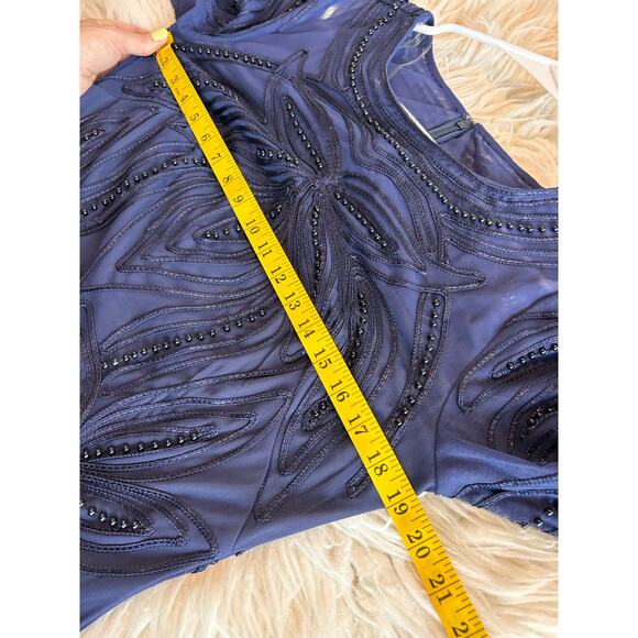 JS Collections Women's‎ Pearl Beaded Soutache Column Gown Formal Blue Size 10 - Picture 14 of 16